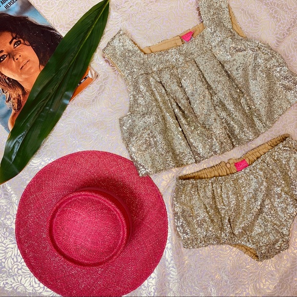 Lolli Other - NWT Lolli Retro Sequins Cropped Top Swimwear L